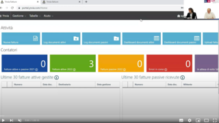 Webinare Screenshot eines Rechnungsportals mit Statistiken und Menüoptionen