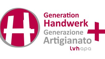 Downloads Logo Generation Handwerk mit rotem Kreis und weißem H plus Symbol