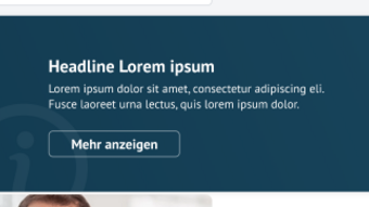 Klappboxen Popup-Fenster mit Überschrift, Text und Schaltfläche Mehr anzeigen