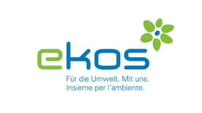 Mitglied werden Ekos Logo mit grün-blauem Design und Umweltslogan