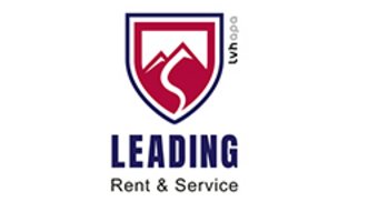 Sportgerätetechniker Logo von Leading Rent & Service mit Berg- und Straßenmotiv