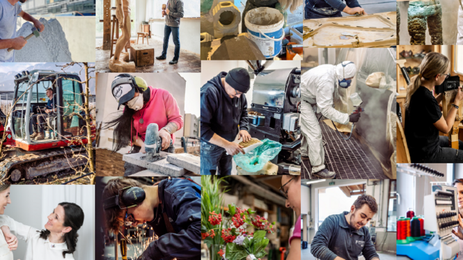 Home Menschen bei verschiedenen handwerklichen und künstlerischen Tätigkeiten