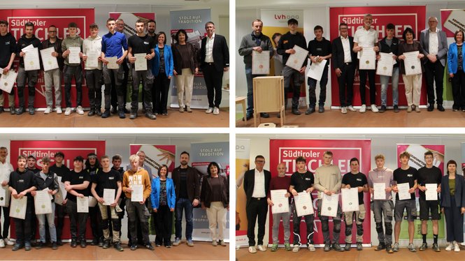 Home Gruppenbilder von Personen mit Zertifikaten bei Südtiroler Tischler Veranstaltung