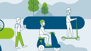 News Illustration verschiedener nachhaltiger Verkehrsmittel und Mobilitätspreis Südtirol 2025
